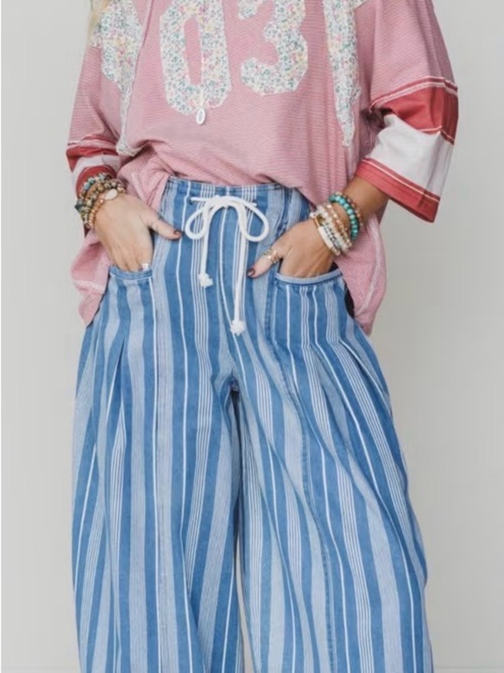 Three Bird Nest Pink Floral '03' Patchwork Pullover - Picture 4 of 6